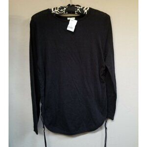 Project Womens Side-Ties Crewneck Sweater XS Black Long Sleeve Pullover New $150